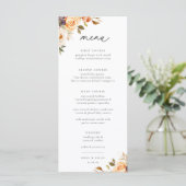 "Earthy Autumn Floral Wedding" Menükarte (Stehend Vorderseite)