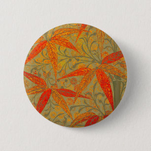 Earthy Bamboo Art Print Orange Button
