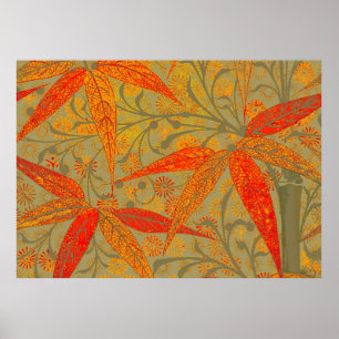 Earthy Bamboo Art Print Orange Poster