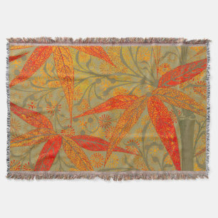 Earthy Bamboo Art Vintag Print Orange Decke