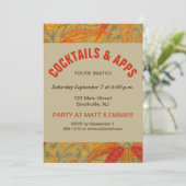 Earthy Bamboo Art Vintag Print Orange Einladung (Stehend Vorderseite)