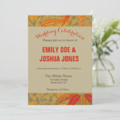 Earthy Bamboo Art Vintag Print Orange Einladung (Stehend Vorderseite)