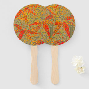 Earthy Bamboo Art Vintag Print Orange Fächer