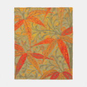 Earthy Bamboo Art Vintag Print Orange Fleecedecke (Vorderseite)