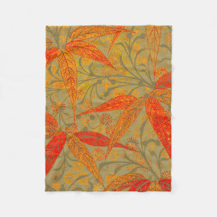 Earthy Bamboo Art Vintag Print Orange Fleecedecke