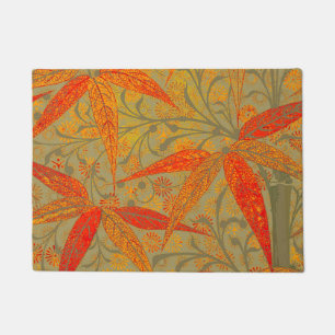 Earthy Bamboo Art Vintag Print Orange Fußmatte