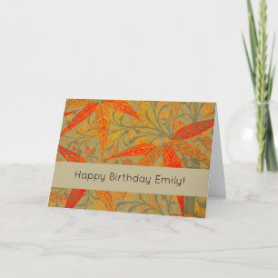 Earthy Bamboo Art Vintag Print Orange Karte