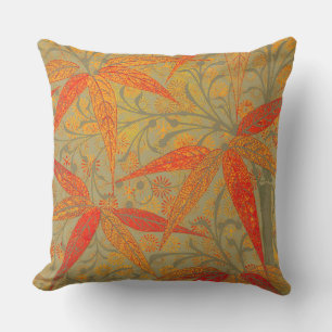 Earthy Bamboo Art Vintag Print Orange Kissen