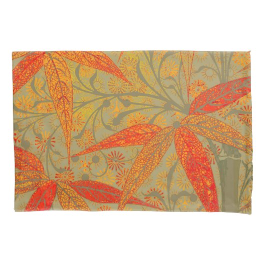 Earthy Bamboo Art Vintag Print Orange Kissenbezug (Vorderseite)