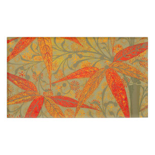 Earthy Bamboo Art Vintag Print Orange Namenschild