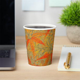 Earthy Bamboo Art Vintag Print Orange Pappbecher