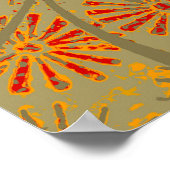 Earthy Bamboo Art Vintag Print Orange Poster (Ecke)