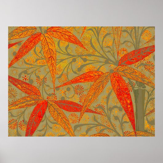 Earthy Bamboo Art Vintag Print Orange Poster (Vorne)