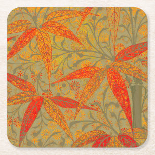Earthy Bamboo Art Vintag Print Orange Rechteckiger Pappuntersetzer