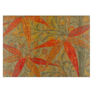 Earthy Bamboo Art Vintag Print Orange Schneidebrett