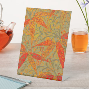 Earthy Bamboo Art Vintag Print Orange Sockelschild