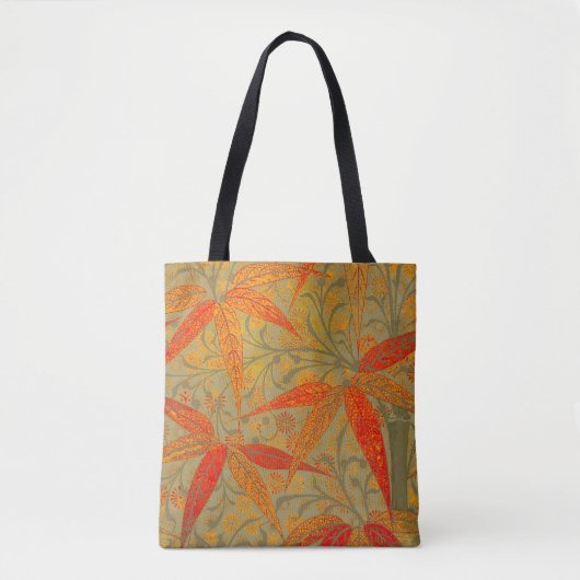 Earthy Bamboo Art Vintag Print Orange Tasche (Vorderseite)