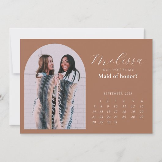 Earthy Beautiful Arch Bridesmaid Vorschlag Card Einladung (Vorderseite)