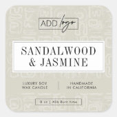 Earthy Beige Boho Pattern Candle Product Label Quadratischer Aufkleber (Vorderseite)