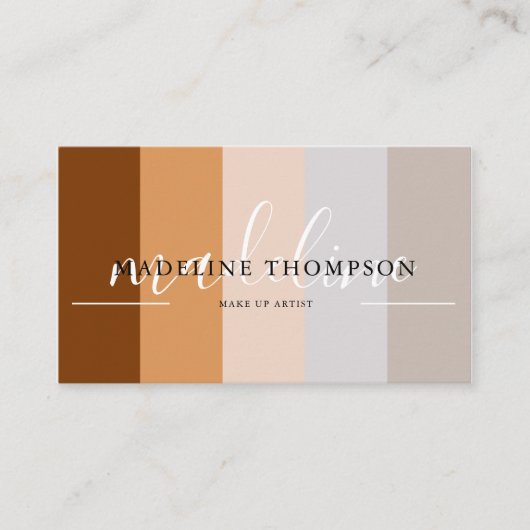 Earthy Beige Gray Brown Calligraphy Script QR-Code Visitenkarte (Vorderseite)