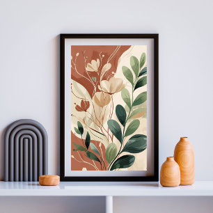 Earthy Bloom - Abstrakte botanische Mauer Art X Poster