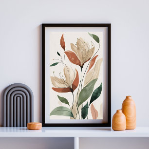 Earthy Bloom - Abstrakte botanische Mauer III Poster
