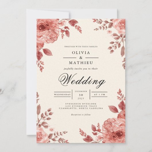 Earthy Bloom Arch Blüh Wedding Einladung (Vorderseite)