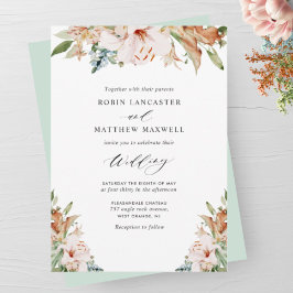 Earthy Blooms and Sage Green Elegant Wedding Invit Einladung