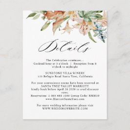 Earthy Blooms Wedding Details weiß und grün Begleitkarte