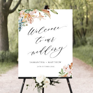Earthy Blooms Wedding Welcome Sign Poster