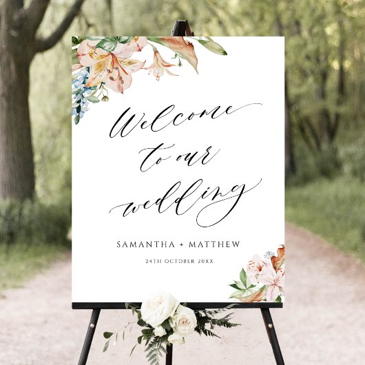 Earthy Blooms Wedding Welcome Sign Poster