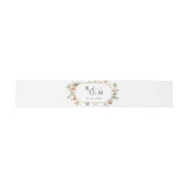 Earthy Blooms White Beige Oval Monogram Wedding Einladungsbanderole (Flach)