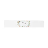 Earthy Blooms White Green Oval Monogram Wedding Einladungsbanderole (Flach)