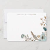 Earthy Blue Botanical Personalisiert Stationery Na Mitteilungskarte (Vorderseite)