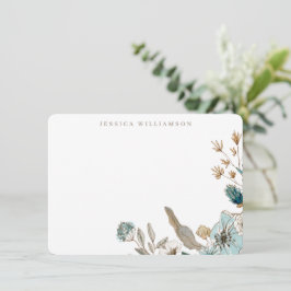 Earthy Blue Botanical Personalisiert Stationery Na Mitteilungskarte