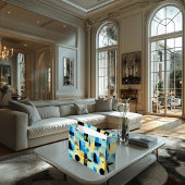 Earthy Blue & Gold Abstrakt Geometric Gift Bag Große Geschenktüte