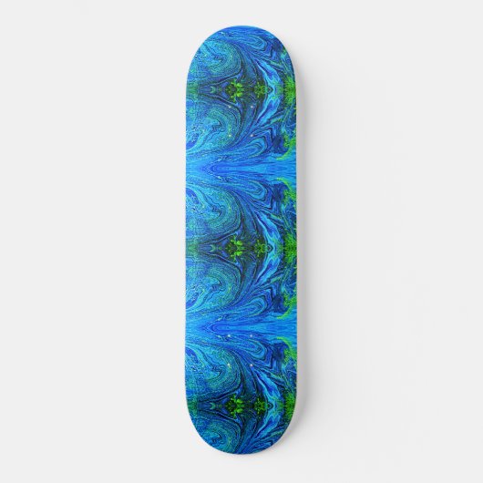Earthy Blue Green Abstrakt Skateboard (Vorderseite)
