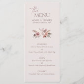 Earthy Blush Pampas Floral Boho Wedding Menu Menükarte (Vorderseite)