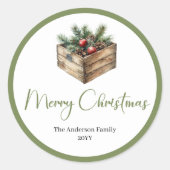 Earthy Bohemian Watercolor Christmas Favor Sticker (Vorderseite)