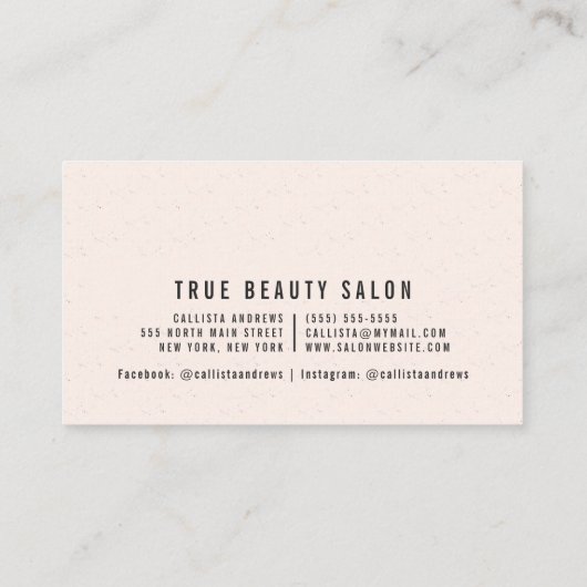 Earthy Bohemisch Black Hair Girl Friseursalon Visitenkarte (Rückseite)