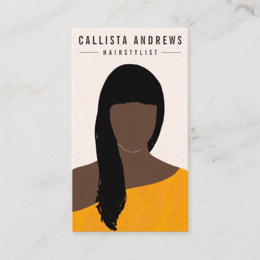 Earthy Bohemisch Black Long Hair Girl Visitenkarte (Vorderseite)