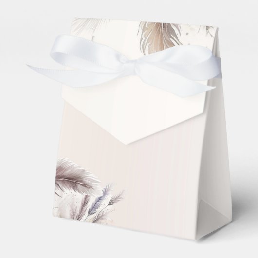 Earthy Bohemisch Floral Feathers Wedding Geschenkschachtel (Vorderseite)