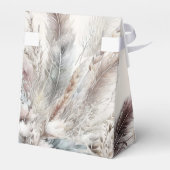 Earthy Bohemisch Floral Feathers Wedding Geschenkschachtel (Rückseite)