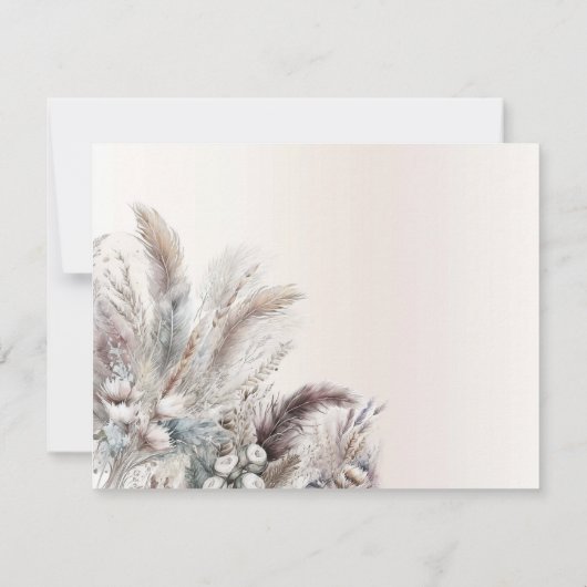 Earthy Bohemisch Floral Feathers Wedding RSVP Einladung (Rückseite)