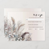 Earthy Bohemisch Floral Feathers Wedding RSVP Einladung (Vorne/Hinten)