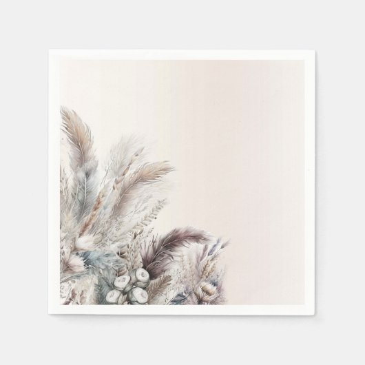 Earthy Bohemisch Floral Feathers Wedding Serviette (Vorderseite)