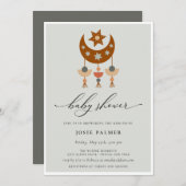 Earthy Bohemisch Moon Mobile Baby Dusche Einladung (Vorne/Hinten)