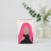 Earthy Bohemisch Pink Hair Girl Friseursalon Visitenkarte (Stehend Vorderseite)