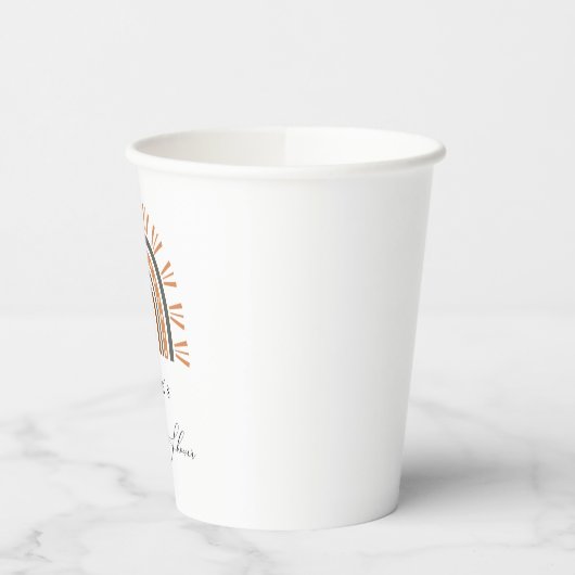 Earthy Bohemisch Rainbow Baby Shower Pappbecher (Links)