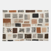Earthy Boho Abstrakt Grid - HandGezeichnet Textur Geschirrtuch (Horizontal)